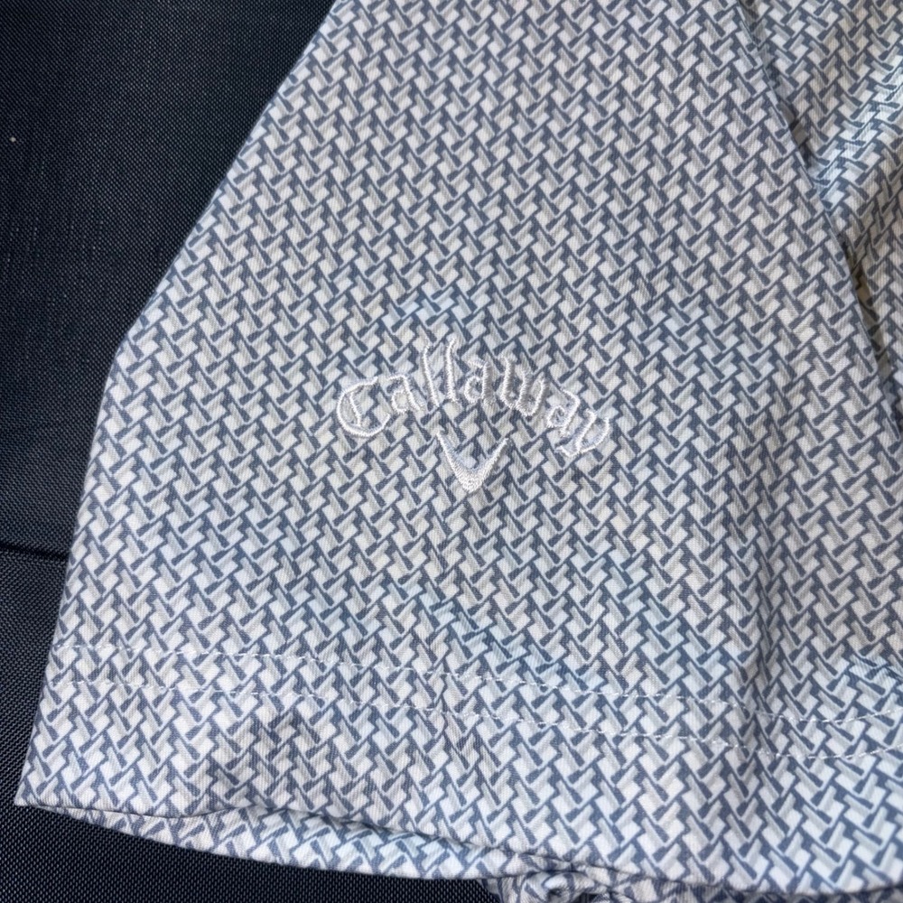 Callaway Mens Opti-Dri Golf Polo Shirt Blue White Geometric Basketweave Small - Picture 3 of 8